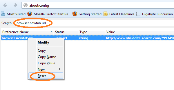 Cara Menghapus Delta Search di New Tab Mozilla Firefox
