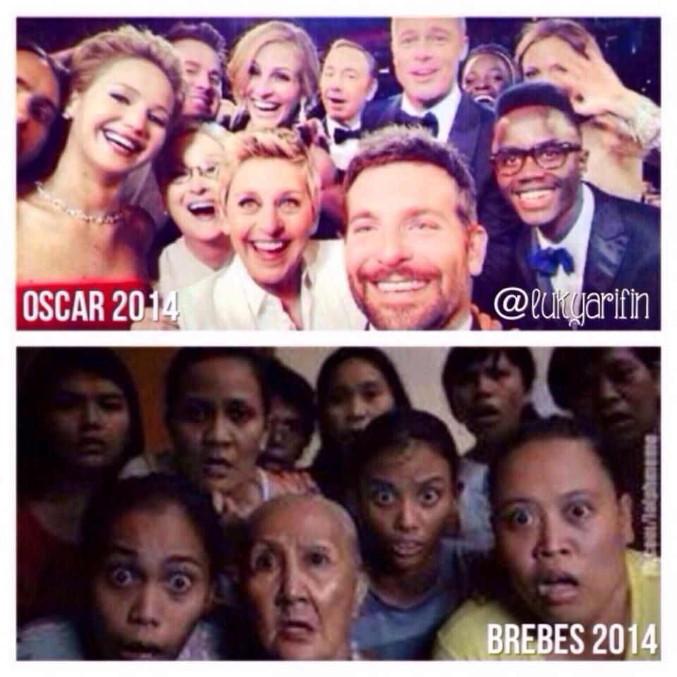 masih ingat foto selfie ellen deGeneres waktu acara oscar kemaren?neh versi INDO
