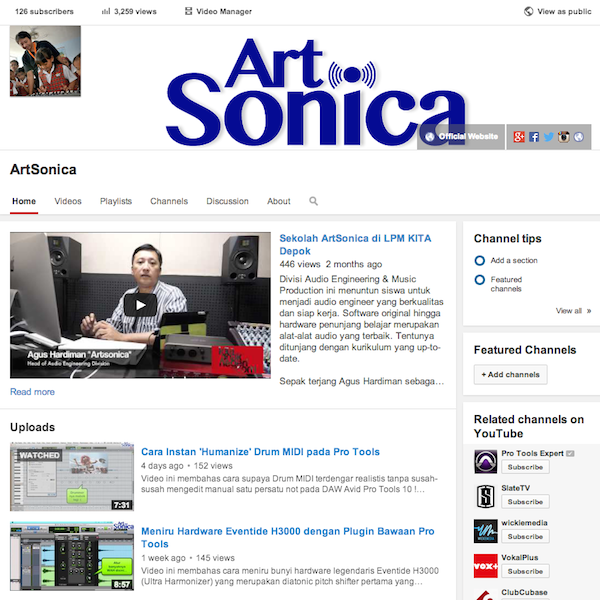 Video Tutorial Audio & Music Production by ArtSonica, bisa request video disini gan !