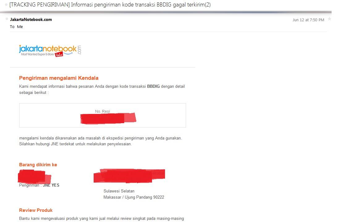 Kecewa dengan pelayanan Jakarta Notebook