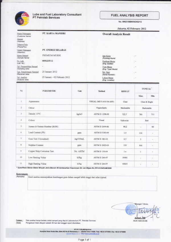 Fors Booster - Octane Booster untuk Bensin Premium dan Bio Diesel