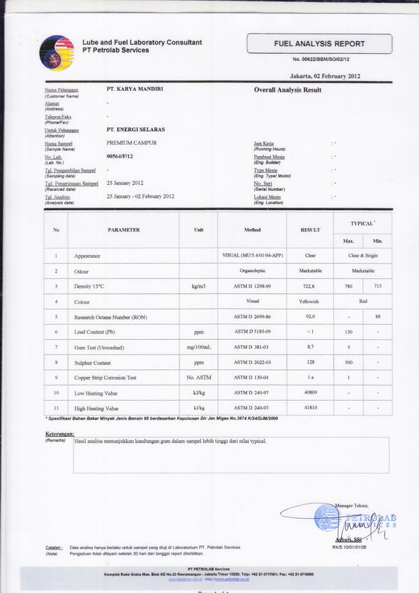 Fors Booster - Octane Booster untuk Bensin Premium dan Bio Diesel