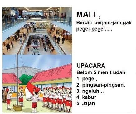 Bedanya Anak Sekolah Jaman Sekarang Waktu Upacara Dan Waktu Berdiri Di Mall