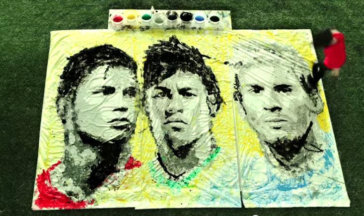 Artwork Piala Dunia 2014: Melukis Potret Ronaldo, Neymar, Messi Dengan Bola