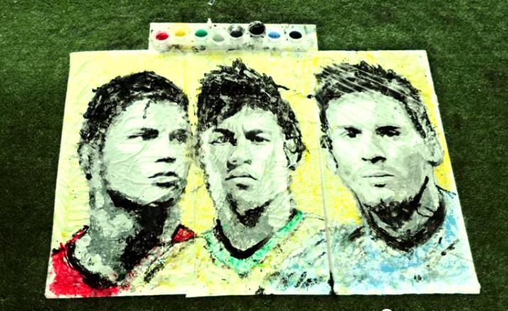 Artwork Piala Dunia 2014: Melukis Potret Ronaldo, Neymar, Messi Dengan Bola