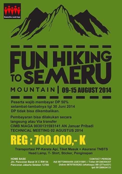 Pendakian Gunung Semeru 3.676 mdpl Bersama KAT (Komunitas Anak Tugu)