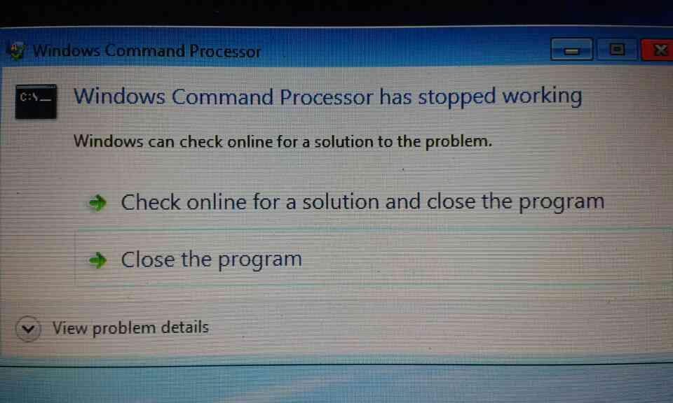 Application has stopped working мир танков. Windows Command Processor. PAXSCAN Command Processor Error 12.