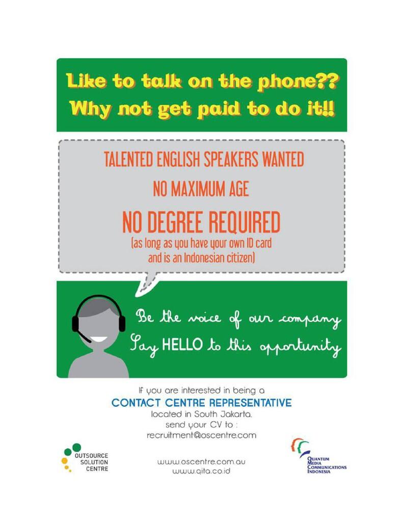 Urgently Required : English Contact Centre Agent