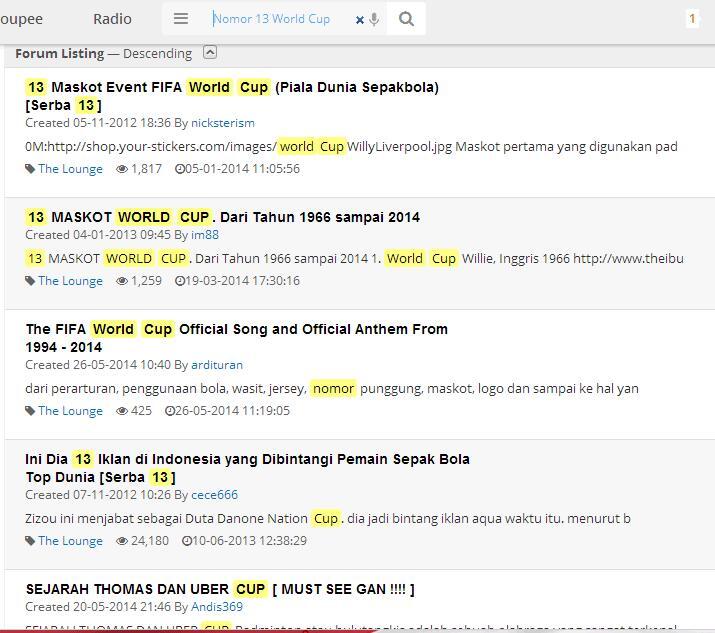 Pemain bernomor Punggung 13 yang dipercaya Pelatih di World Cup 2014