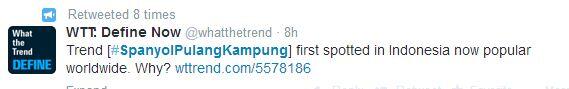 Gille gan!!! #spanyolpulangkampung jadi trending topic world wide!!