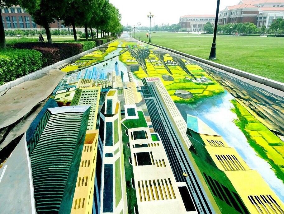 Ini Jalan dengan Lukisan 3D Terpanjang di Dunia