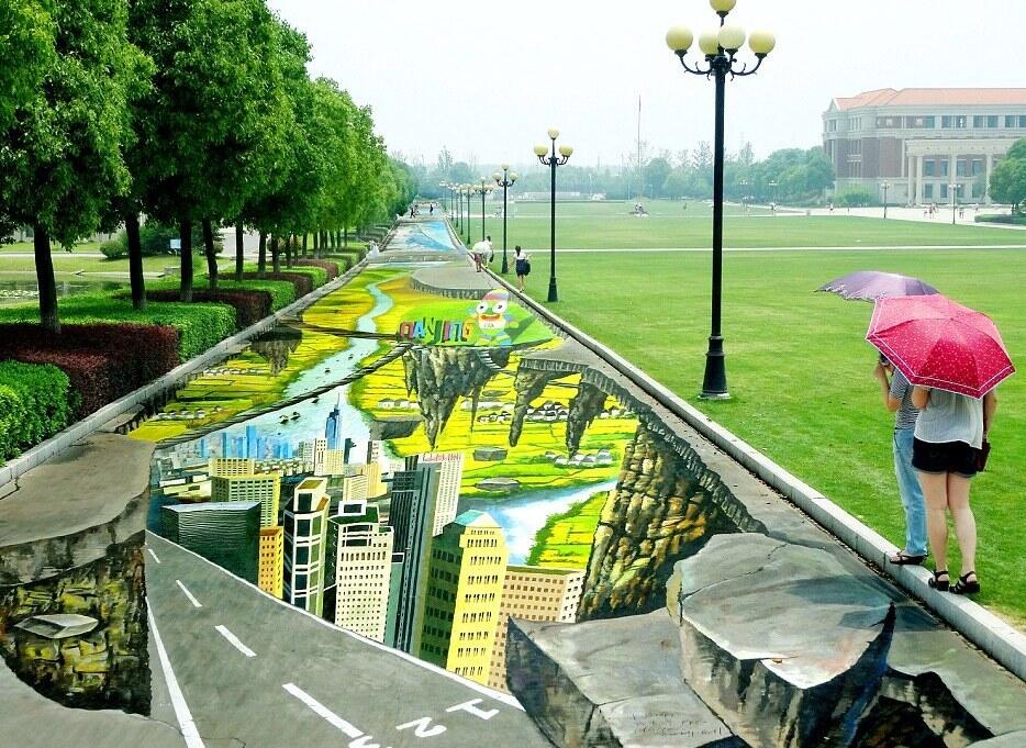 Ini Jalan dengan Lukisan 3D Terpanjang di Dunia