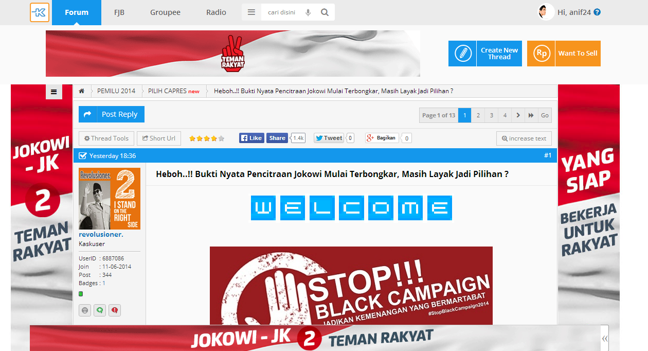 Kaskus bukan Forum lagi, Tapi tempat KAMPANYE POLITIK !!!