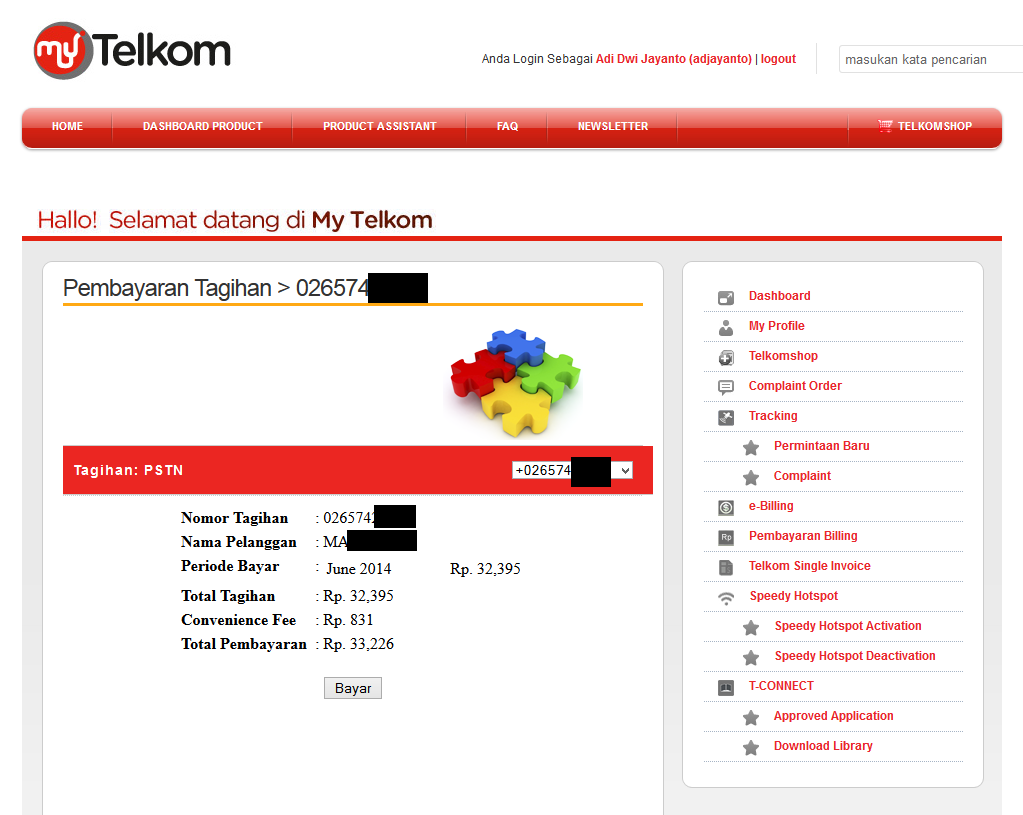 Pembayaran Telepon Melalui MY TELKOM Tidak Kunjung &quot;Lunas&quot;