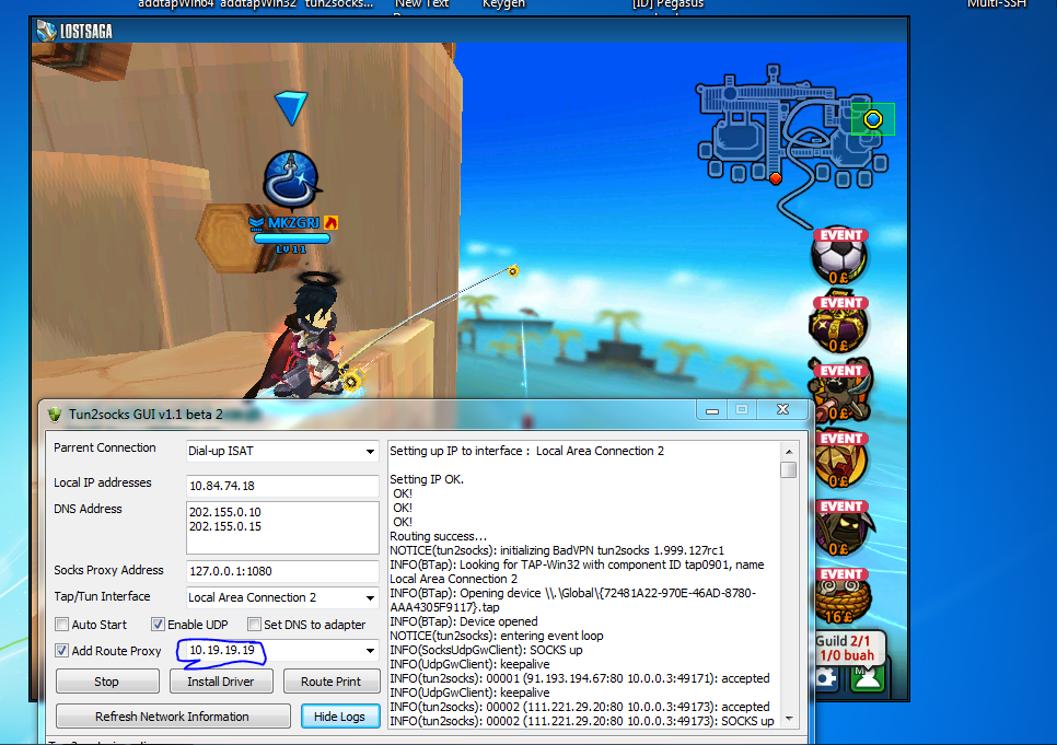&#91;TUTORIAL&#93; Cara connect SSH dengan TUN2SOCKS (With Lostsaga) Local support UDP