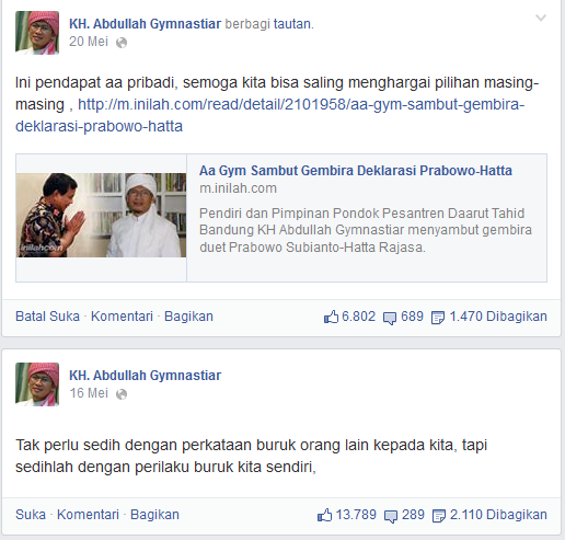 Ust. AA Gym dan KH. Muhhamad Arifin Ilham Dukung Prabowo - Hatta