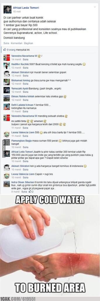 Ayo beri dia nasi bungkus atas penghargaan seni sebesar Rp 500 ,-