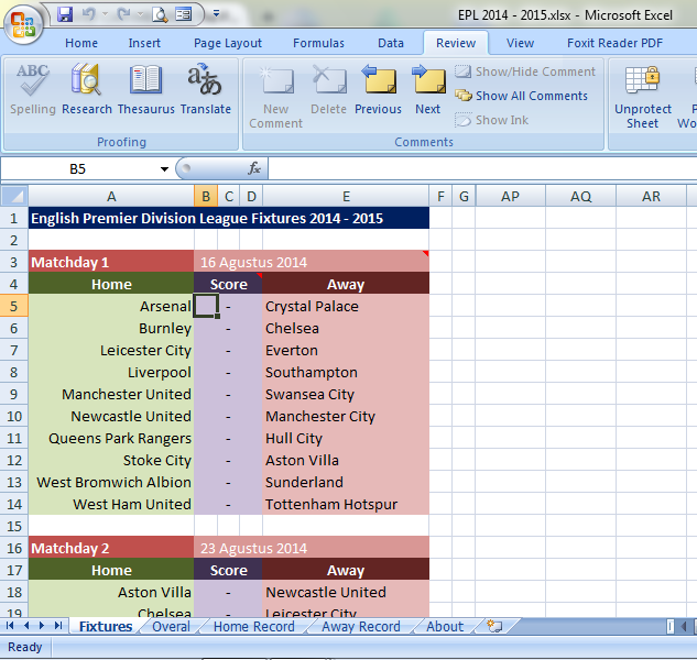 Jadwal EPL (Liga Primer Inggris) 2014-2015