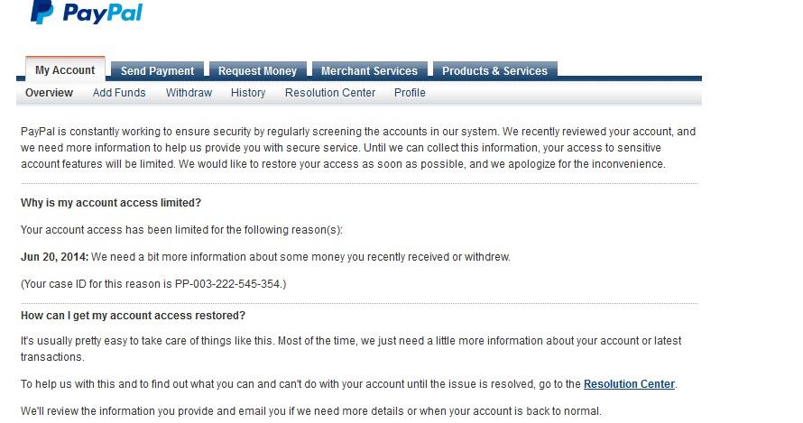 Paypal kena blocked/limited