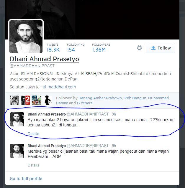 &#91;Tim Sukses Siapa Ini?&#93; Ahmad Dhani ngajak debat Relawan JKW-JK di Twitter