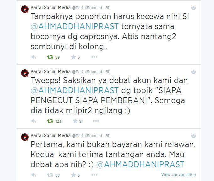&#91;Tim Sukses Siapa Ini?&#93; Ahmad Dhani ngajak debat Relawan JKW-JK di Twitter