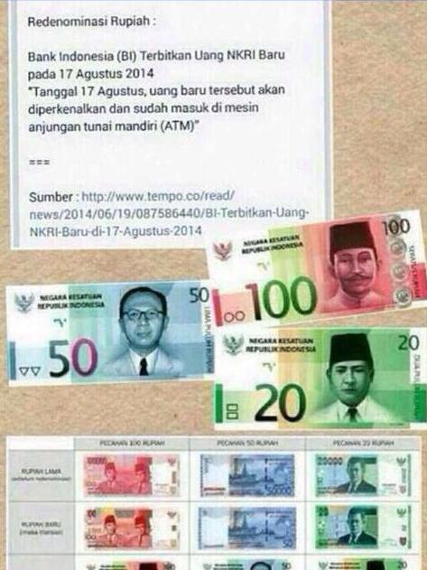 ( Woooww apa yang terjadi sodara2 ) Redenominasi Rupiah Mulai Berlaku 17 Agustus 2014
