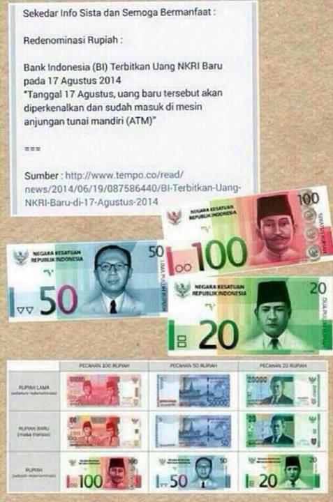 BI TERBITKAN UANG NKRI BARU PADA 17 AGUSTUS 2014 