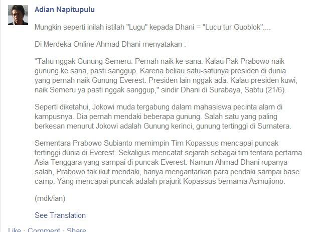 &#91;PANASTAK MASUK&#93; Ahmad Dhani : Jokowi Tak Akan Kuat Mendaki Semeru..!