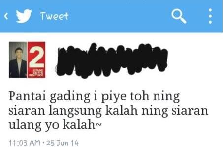 Gmn Toh Pantai Gading ? Siaran Langsung Kalah, Siaran Ulangnya Juga Tetap Kalah ?