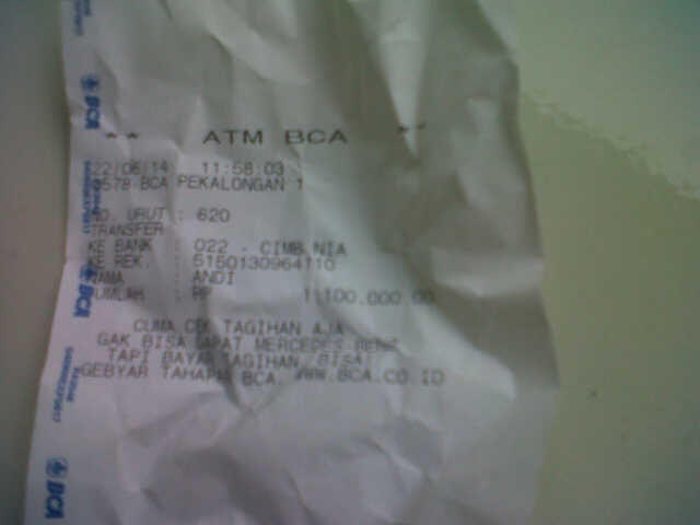 Tertipu FJB bantu ane gan, Tuti rek. 5150.1309.64110 an ANDY