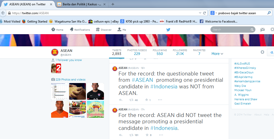 Prabowo Go International lewat Twitter Resmi @ASEAN Mencuit Visi-Misi Prabowo
