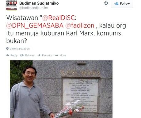 Foto Fadli Zon di Makam Karl Marx (orang yang aneh)