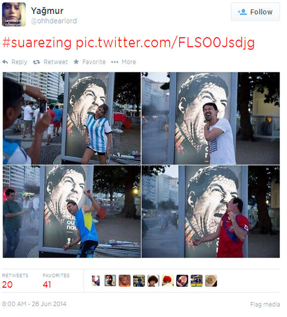 Penularan aksi suarez di twitter #Suarezing