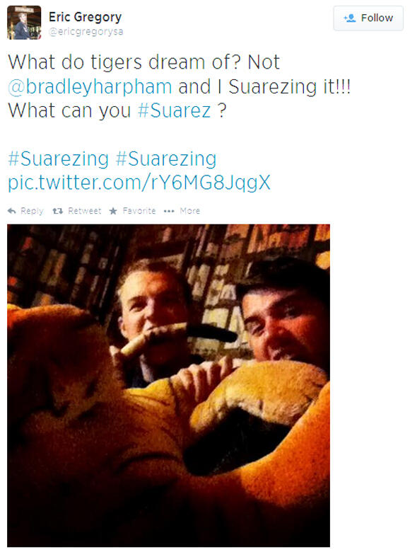 Penularan aksi suarez di twitter #Suarezing