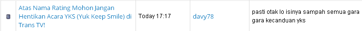 Atas Nama Rating Mohon Jangan Hentikan Acara YKS (Yuk Keep Smile) di Trans TV!