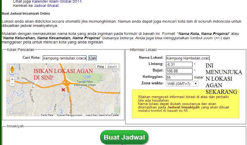 Buat Jadwal Imsakiyah 1435H/2014 online