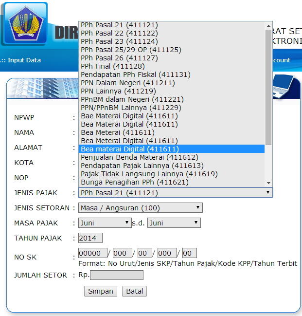 Fasilitas Pembayaran Pajak Online (NPWP, SPT, dll)