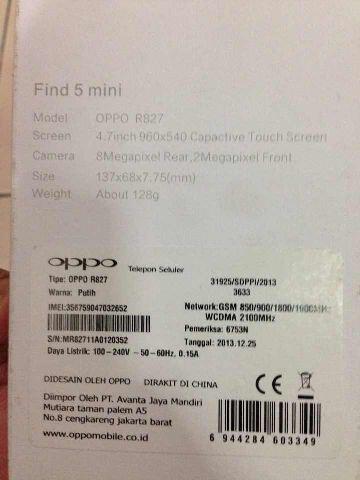 Jual oppo find 5 mini mulus bandung