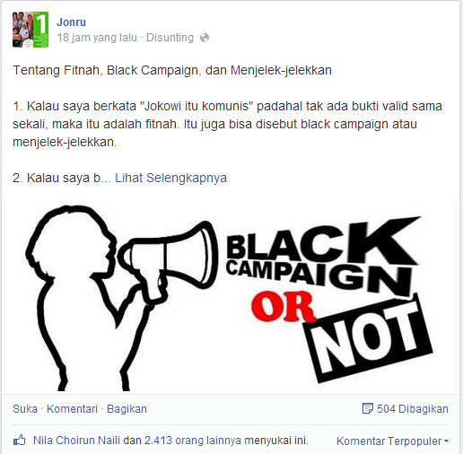 Jonru (Tentang Fitnah, Black Campaign, dan Menjelek-jelekkan)