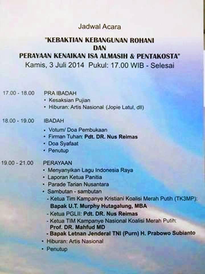 Pak, tolong de.. misa dan sekolah bukanlah tempat kampanye.