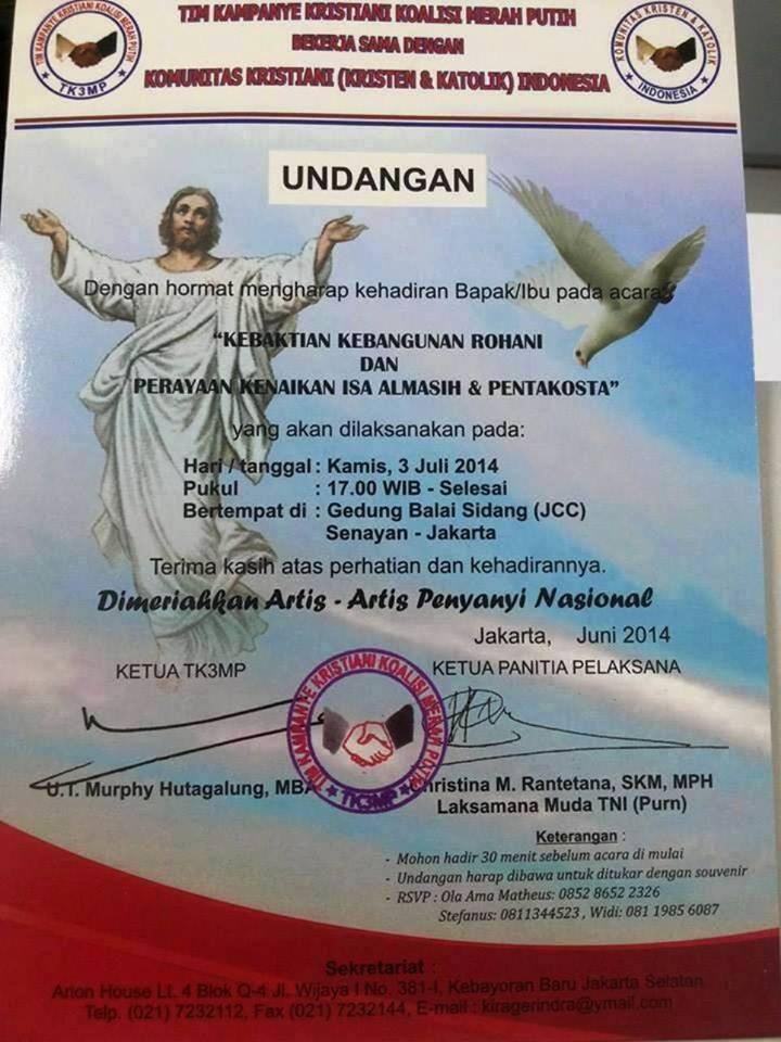 Pak, tolong de.. misa dan sekolah bukanlah tempat kampanye.