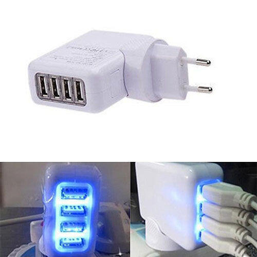Charger 4 Ports Led USB Wall Home AC Charger Adapter Plug EU port