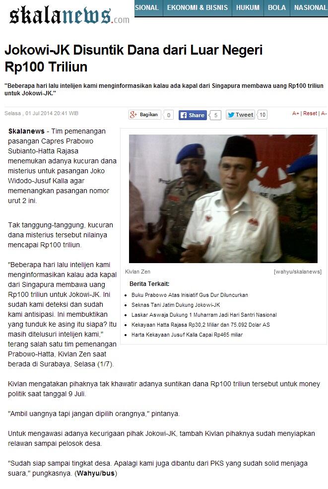 Seminggu Jelang Pilpres 9 Juli: Ada Laporan Kapal Singapura Bawa Rp 100-T ke Indonesi