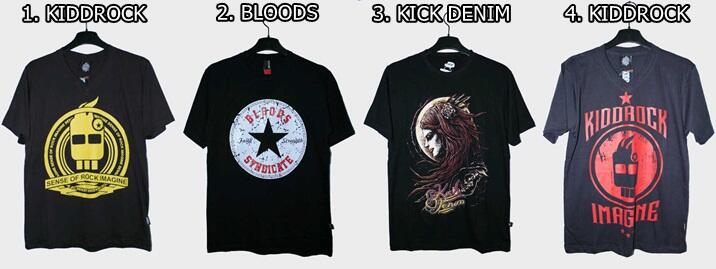T-SHIRT QUIKSILVER, KICK DENIM, KIDDROCK, BLOODS