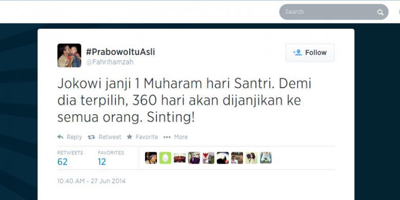 1 Muharram / hari santri dibilang sinting sm kader PKS yg bodoh ini
