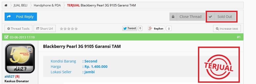 Fitur Close Thread dan Sold Out di FJB