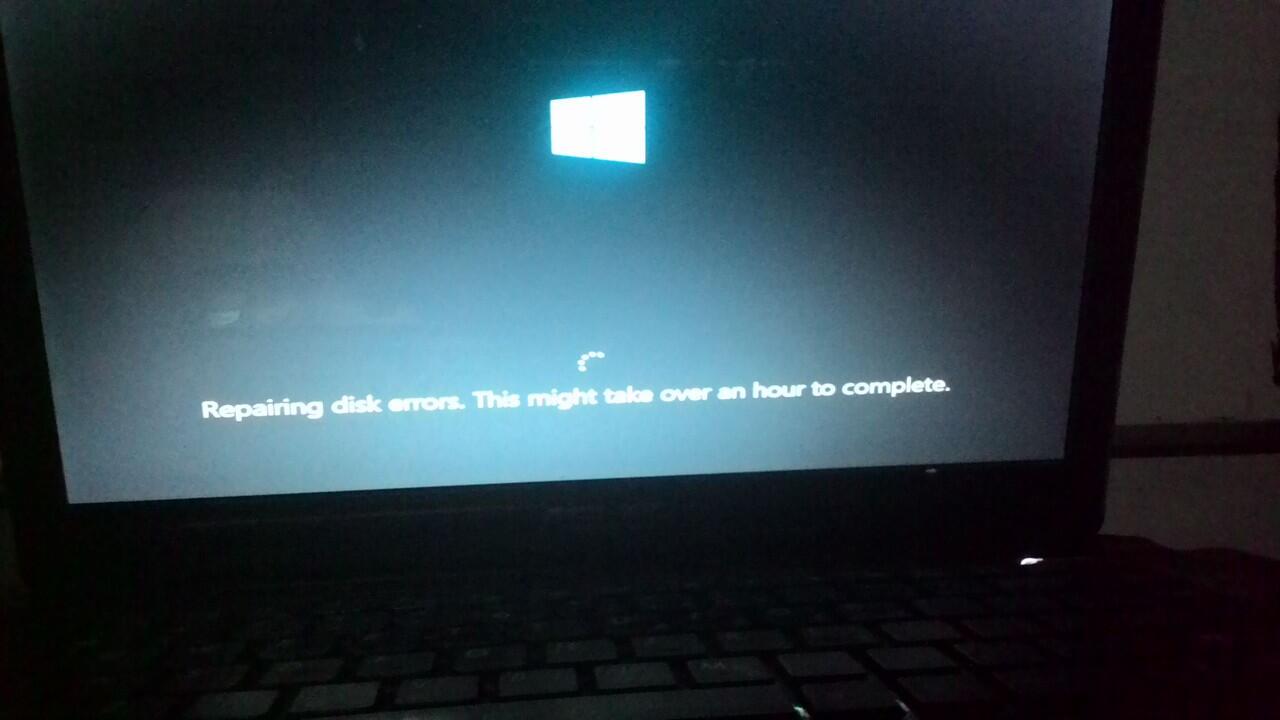 (ask) repairing disk error. it might take over an hour to complete di windows 8.1