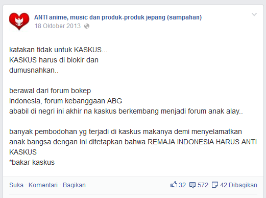 Fanspage Anti Anime Dengan Admin Yang Bikin Dongkol (Ngakak Inside)