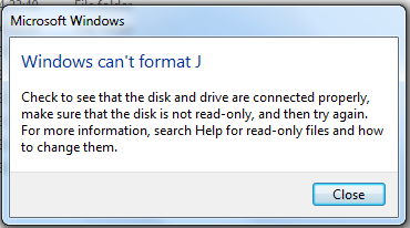 Cannot format