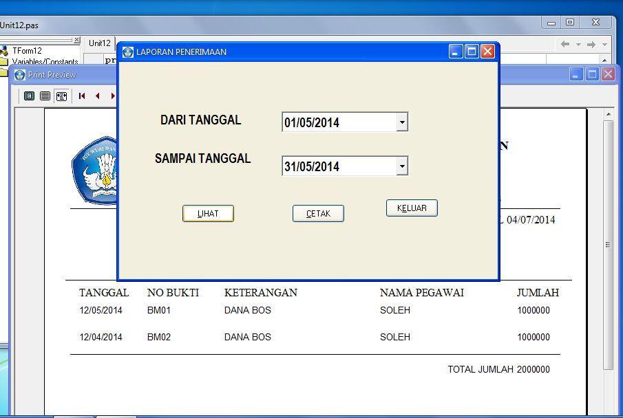 cara menampilkan laporan berdasarkan tanggal di qreport
